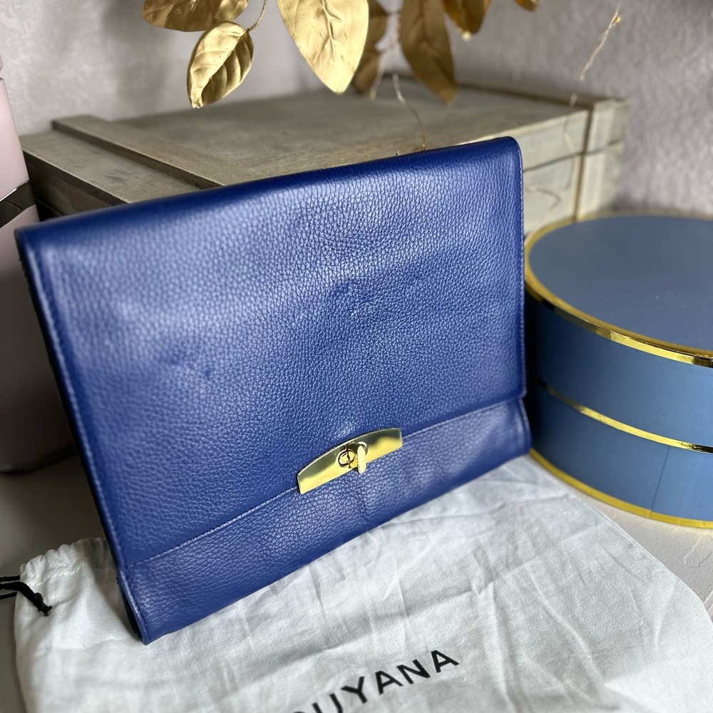 Cuyana Blue Leather Clutch